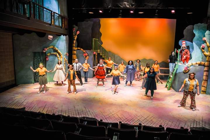The cast performing Seussical on stage