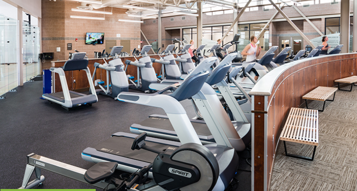 The activity center at Carroll College sports a number of work-out machines