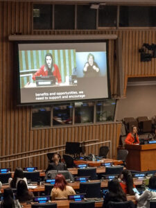 Milica Knezevic presenting at the 67th UN Commission on the Status of Women